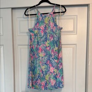 Lilly Pulitzer Blue and Pink Halter Mermaid Sundress Resort Wear